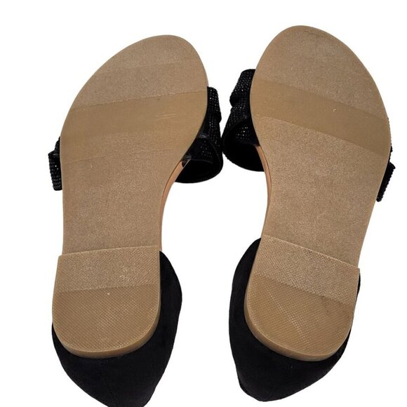 Torrid Shoes Size 8WW Rhinestone Twist Flats Open Toe Cushioned Slip On Slide - Picture 10 of 10